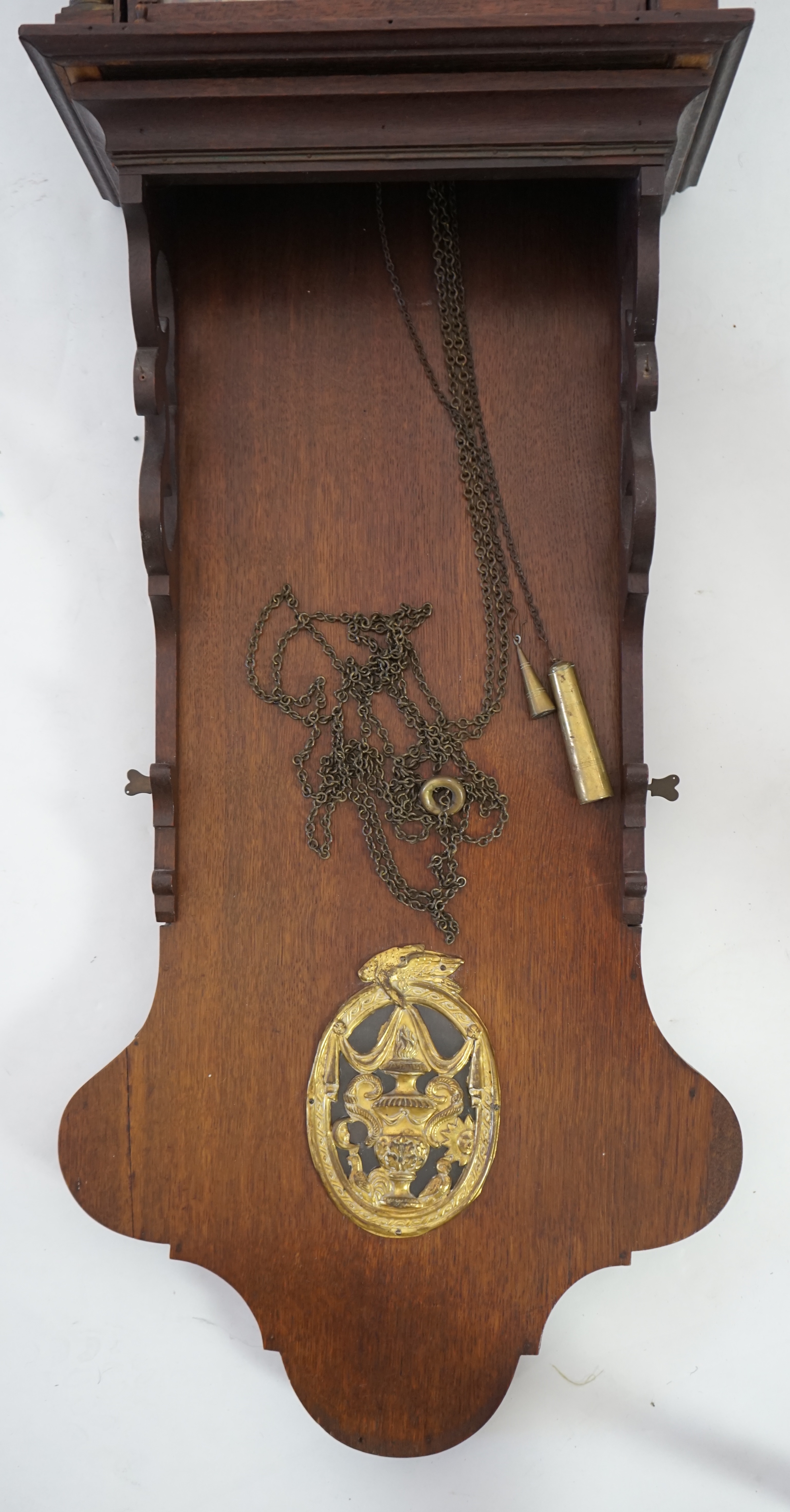 A late 18th century Dutch Frisian Staart oak eight day wall clock